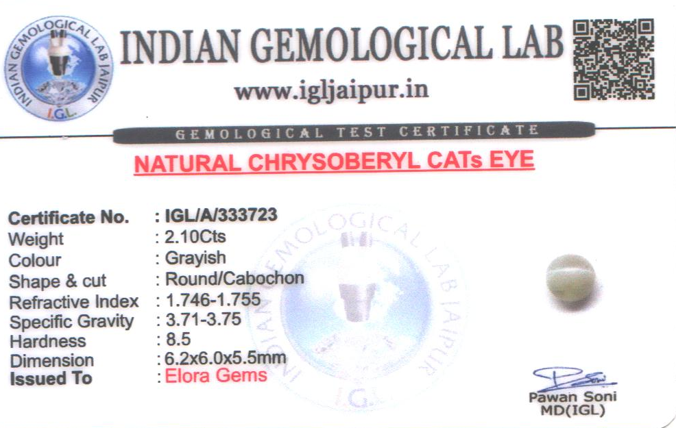 Chrysoberyl Cats Eye (Vaiduryam) 6x6 MM 2.1 carats