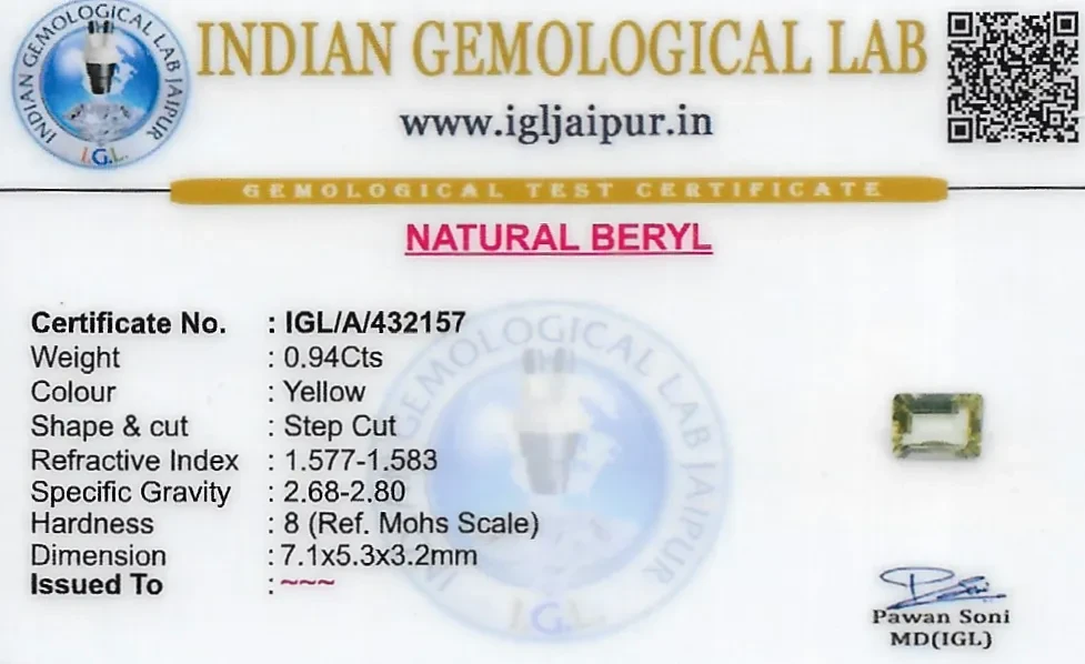 Beryl 7x5 MM 0.94 carats