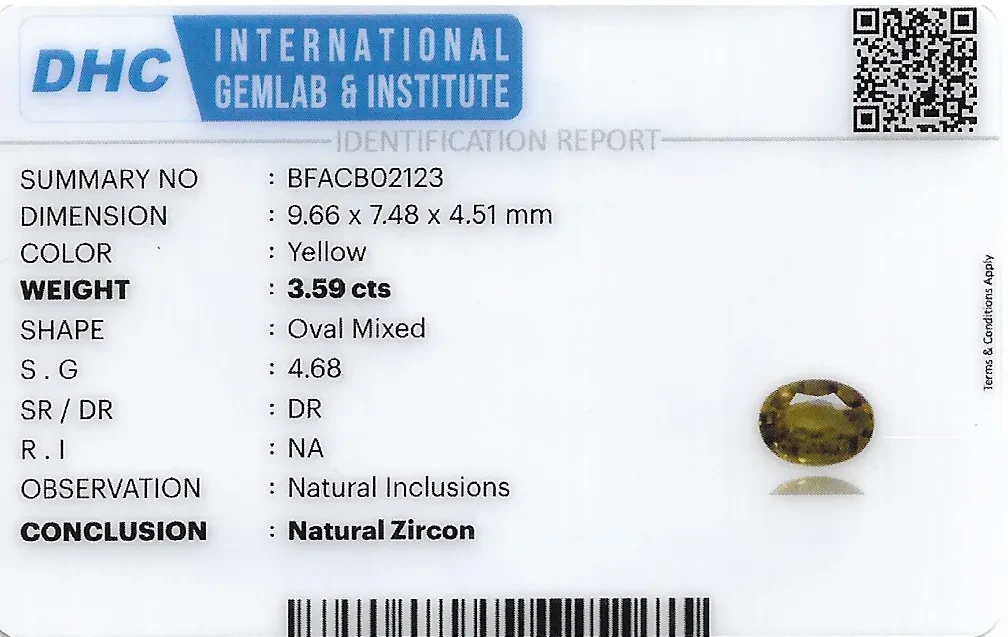 Zircon 10x7 MM 3.59 carats