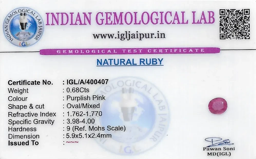 Ruby (Manik) 6x5 MM 0.68 carats
