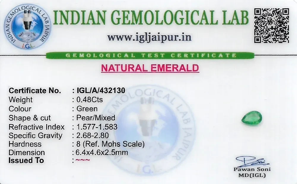 Emerald (Maragadham) 6x5 MM 0.48 carats