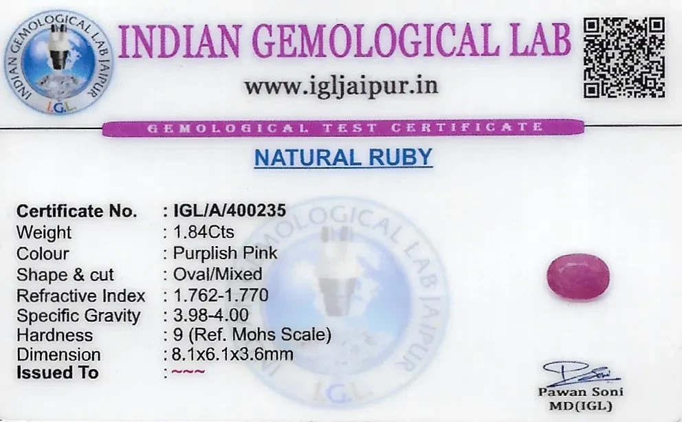 Ruby (Manik) 8x6 MM 1.84 carats