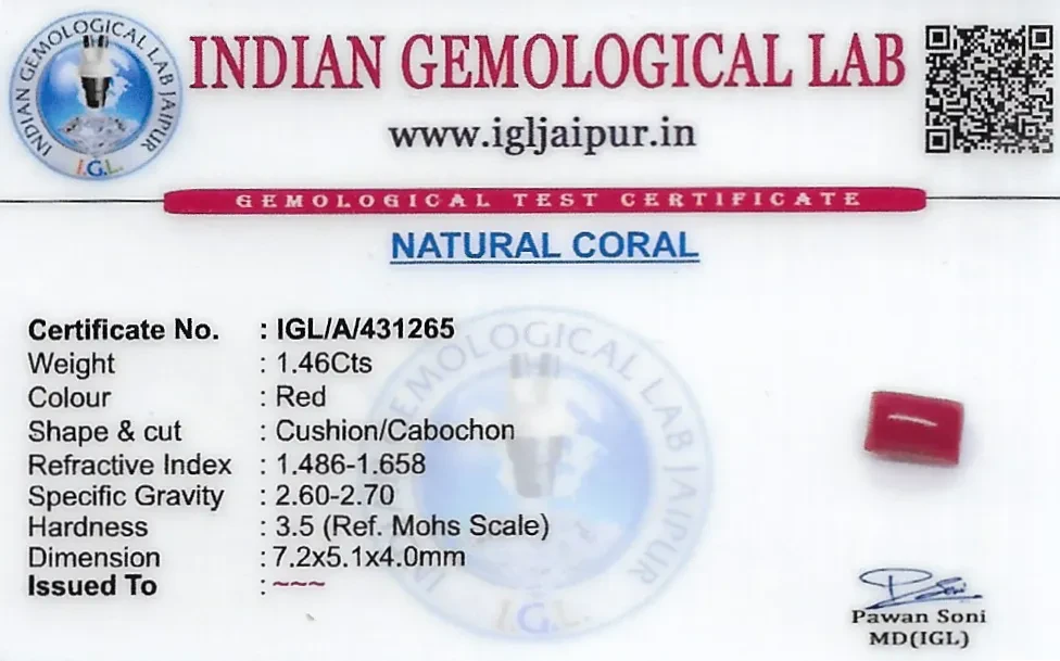 Red Coral (Pavalam) 7x5 MM 1.46 carats