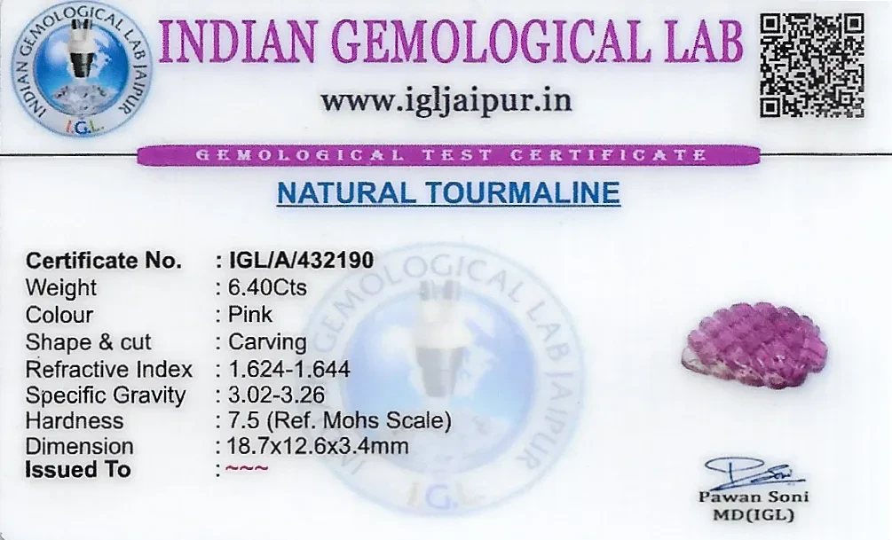 Tourmaline Carving Gem Stones 19x13 MM 6.4 carats