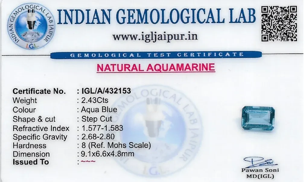 Aquamarine 9x7 MM 2.43 carats