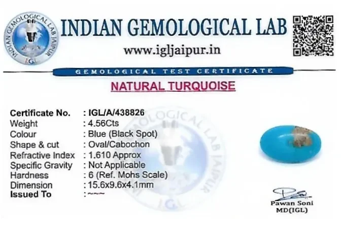 Turquoise 16x10 MM 4.56 carats