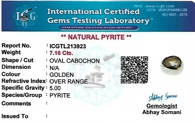 Pyrite 10x8 MM 7.16 carats