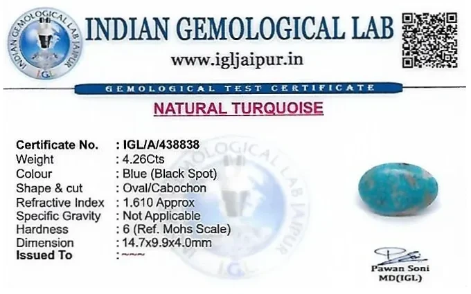 Turquoise 15x10 MM 4.26 carats