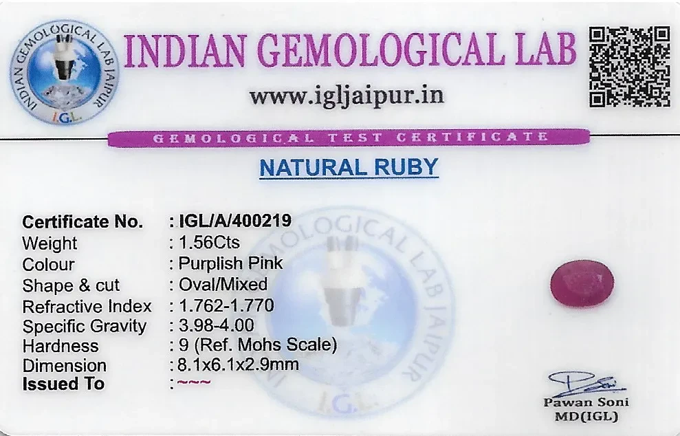 Ruby (Manik) 8x6 MM 1.56 carats