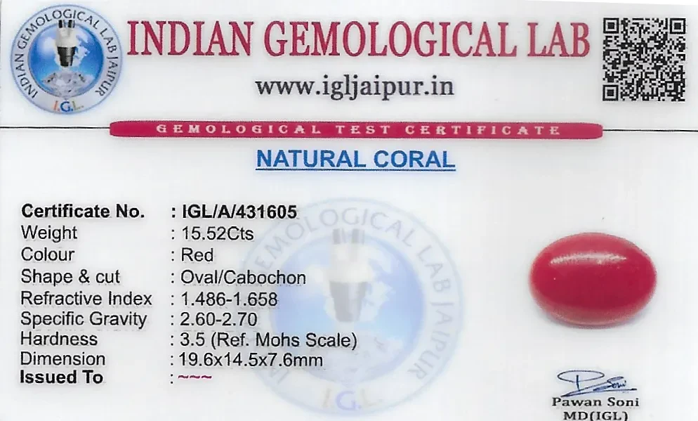 Red Coral (Pavalam) 20x15 MM 15.52 carats