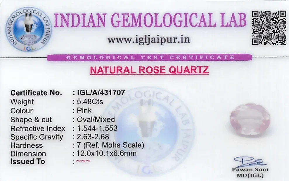 Rose Quartz 12x10 MM 5.48 carats