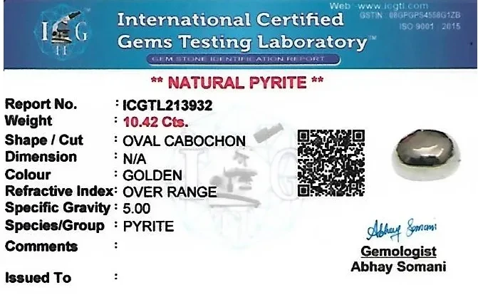Pyrite 12x9 MM 10.42 carats