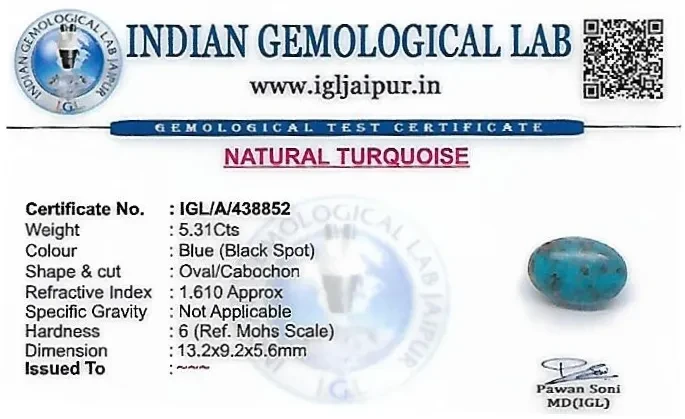 Turquoise 13x9 MM 5.31 carats