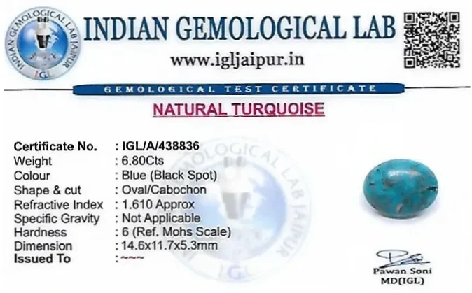 Turquoise 15x12 MM 6.8 carats