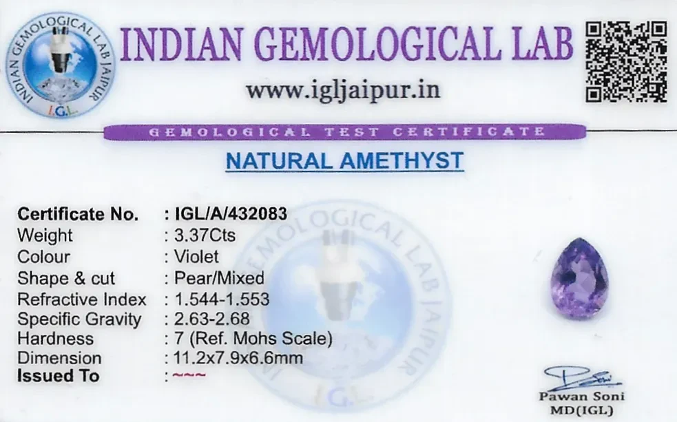 Amethyst 11x8 MM 3.37 carats