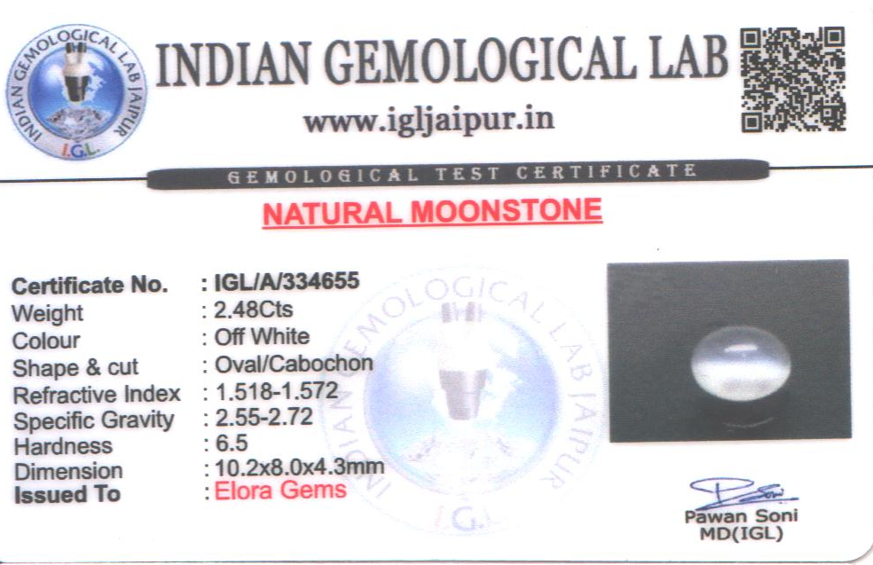 Moon Stone 10x8 MM 2.48 carats