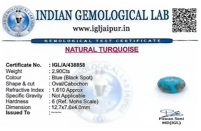 Turquoise 13x8 MM 2.9 carats
