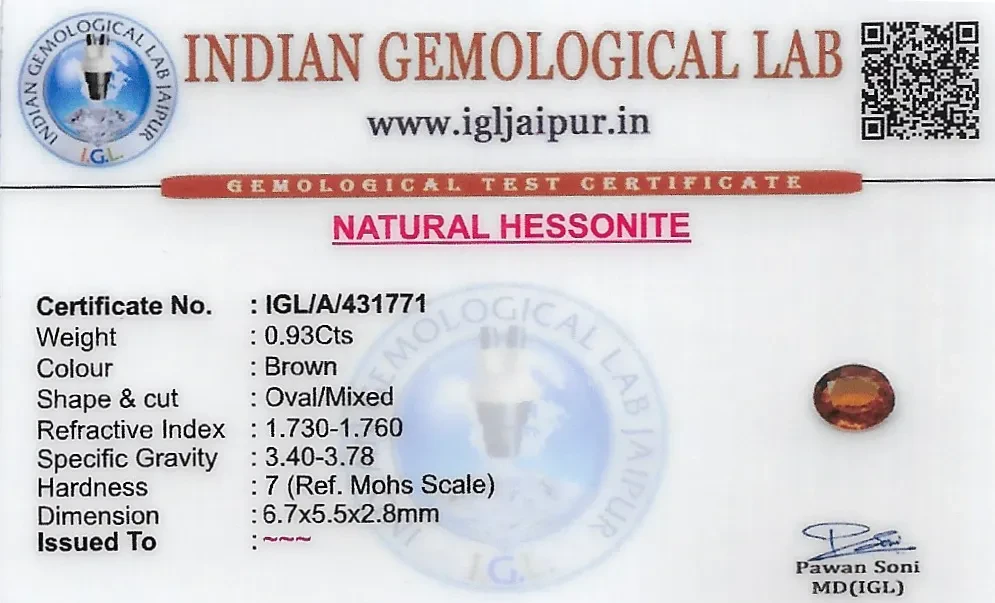 Hessonite (Gomed) 7x6 MM 0.93 carats