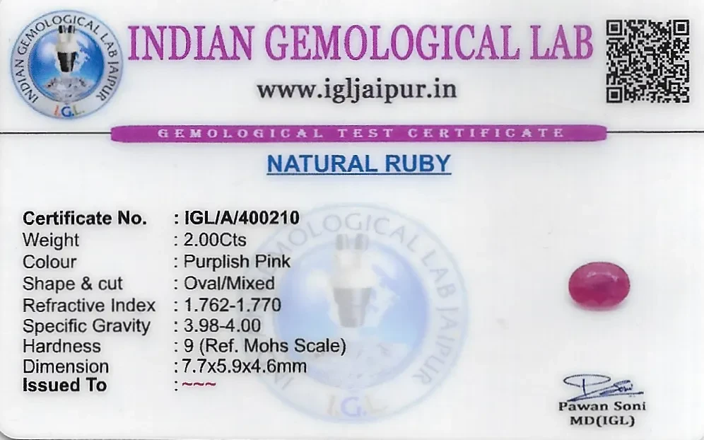 Ruby (Manik) 8x6 MM 2 carats