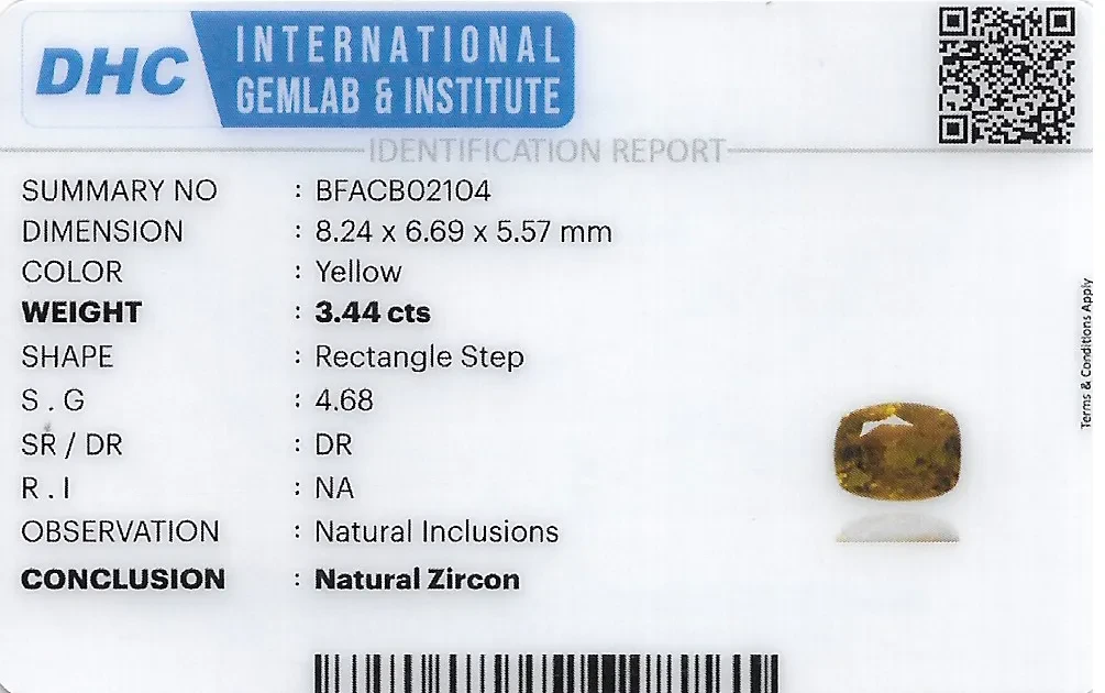 Zircon 8x7 MM 3.44 carats