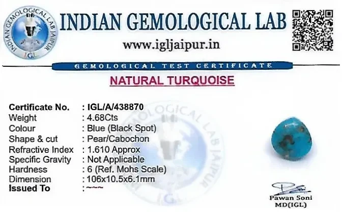 Turquoise 11x11 MM 4.68 carats
