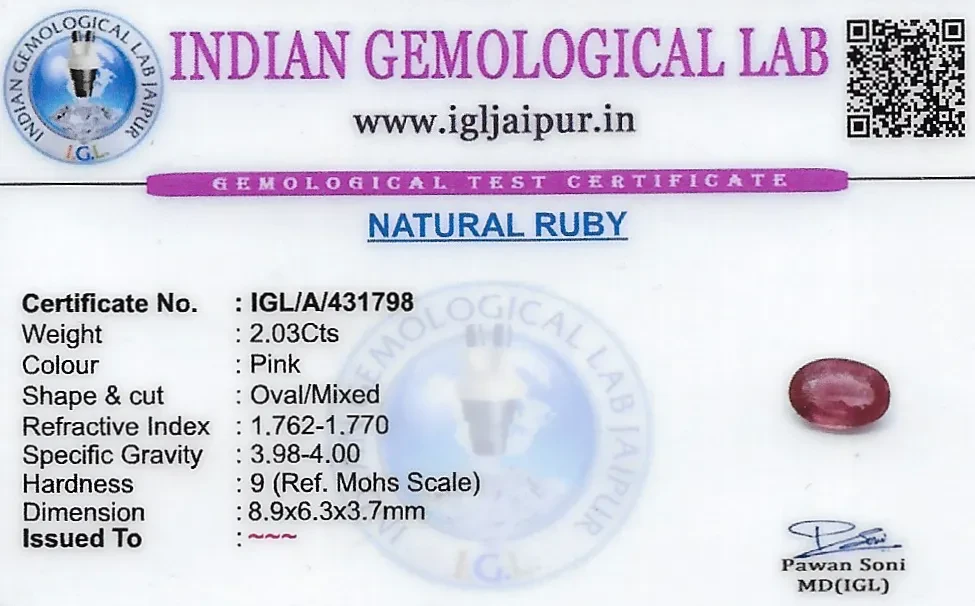 Ruby (Manik) 9x6 MM 2.03 carats