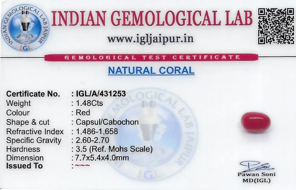 Red Coral (Pavalam) 8x5 MM 1.48 carats