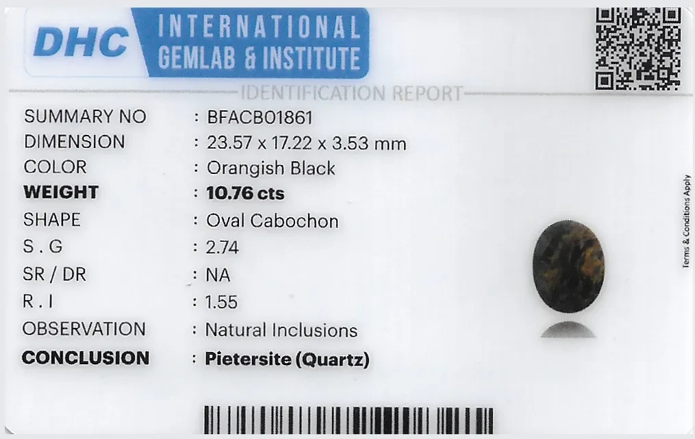 Pietersite 24x17 MM 10.76 carats