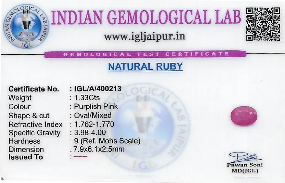 Ruby (Manik) 8x6 MM 1.33 carats