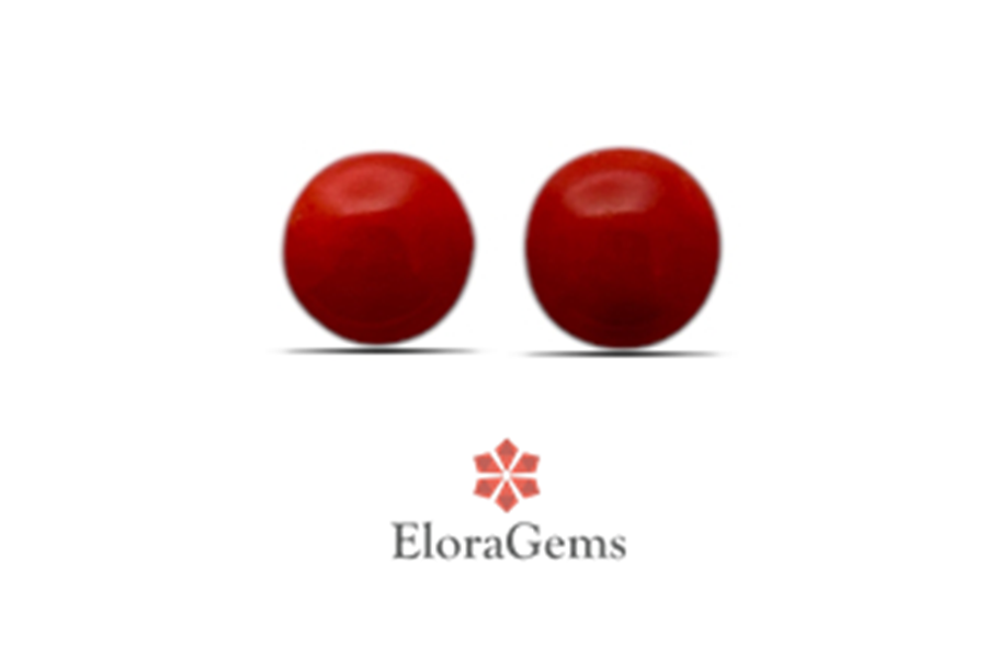 Pair Red Coral 8x8 MM 2.86 carats