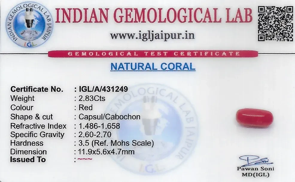 Red Coral (Pavalam) 12x6 MM 2.83 carats
