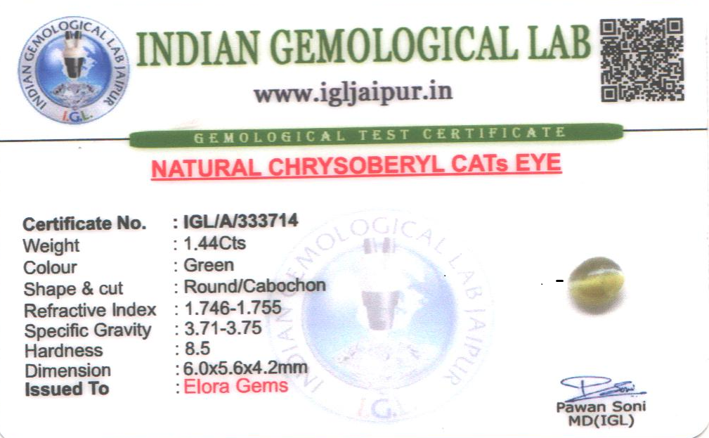 Chrysoberyl Cats Eye (Vaiduryam) 6x6 MM 1.44 carats