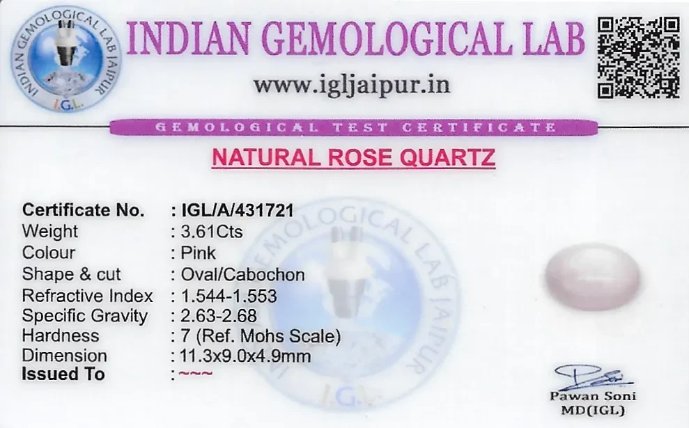 Rose Quartz 11x9 MM 3.61 carats