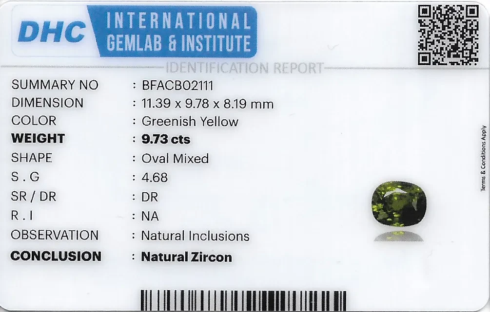 Zircon 11x10 MM 9.73 carats