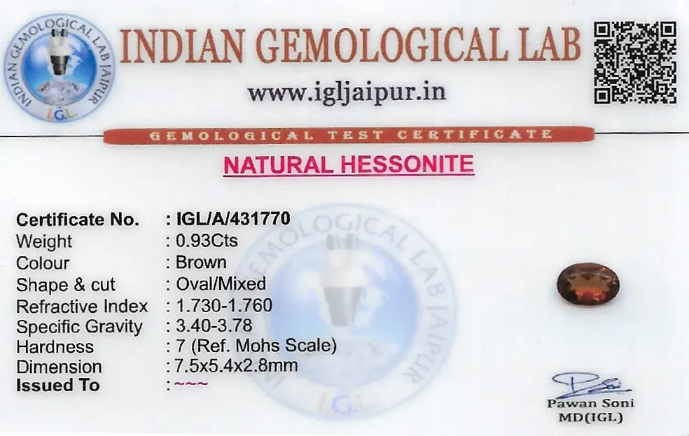 Hessonite (Gomed) 8x5 MM 0.93 carats