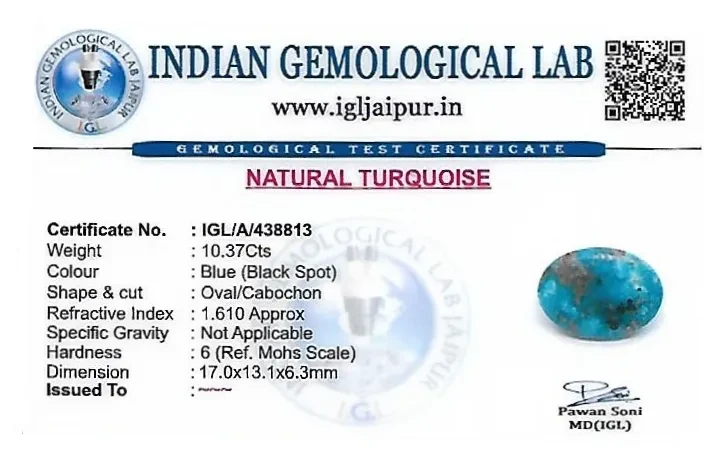 Turquoise 17x13 MM 10.37 carats