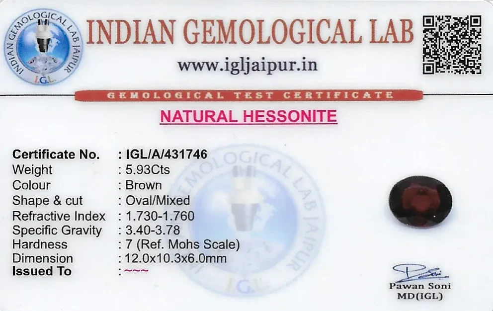 Hessonite (Gomed) 12x10 MM 5.93 carats