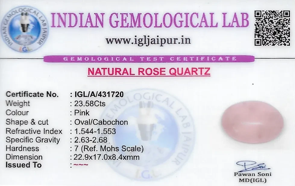 Rose Quartz 23x17 MM 23.58 carats