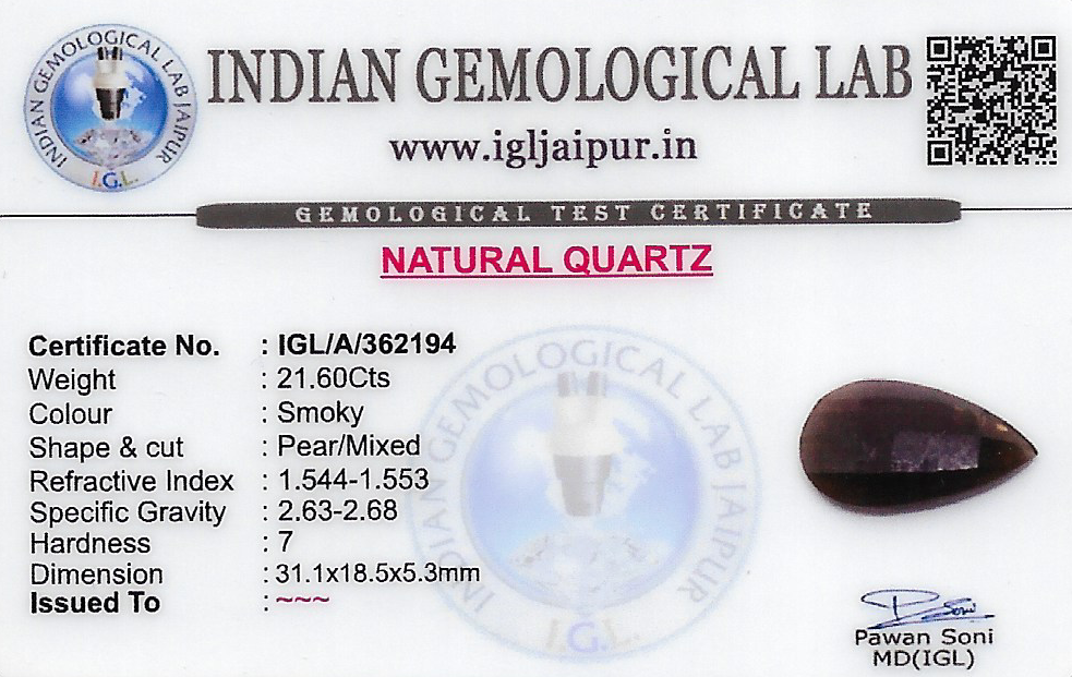 Smoky Quartz 31x19 MM 21.6 carats