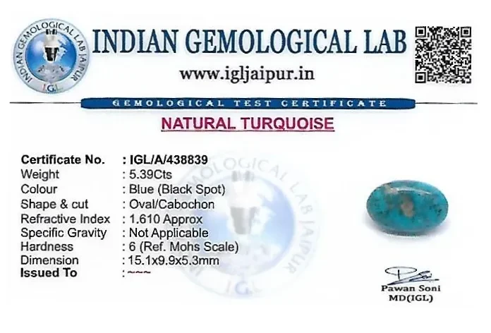 Turquoise 15x10 MM 5.39 carats