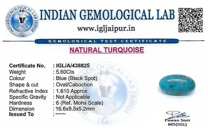 Turquoise 17x10 MM 5.6 carats