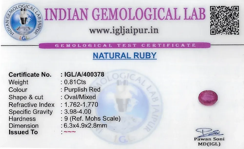 Ruby (Manik) 6x5 MM 0.81 carats