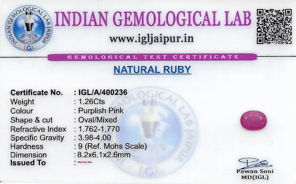 Ruby (Manik) 8x6 MM 1.26 carats