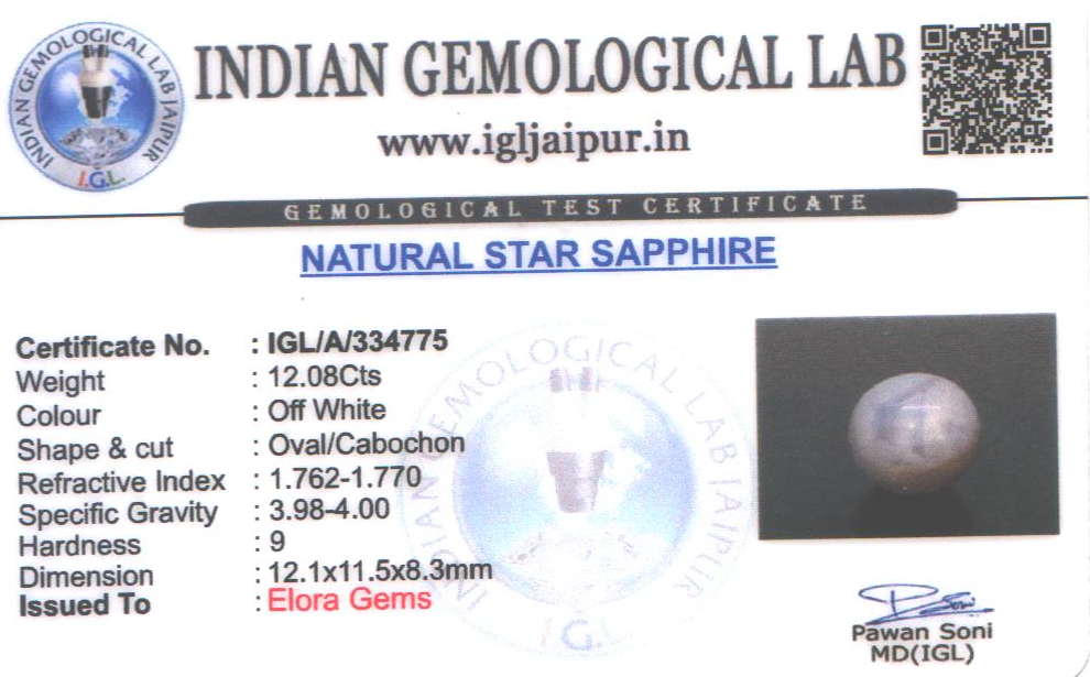 Star Sapphire 12x12 MM 12.8 carats