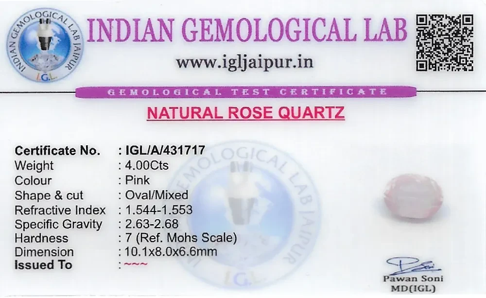Rose Quartz 10x8 MM 4 carats