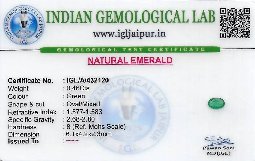 Emerald (Maragadham) 6x4 MM 0.46 carats