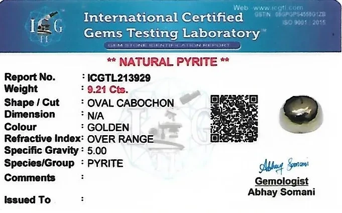 Pyrite 10x9 MM 9.21 carats