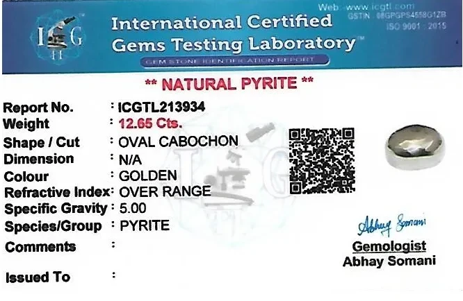 Pyrite 13x9 MM 12.65 carats