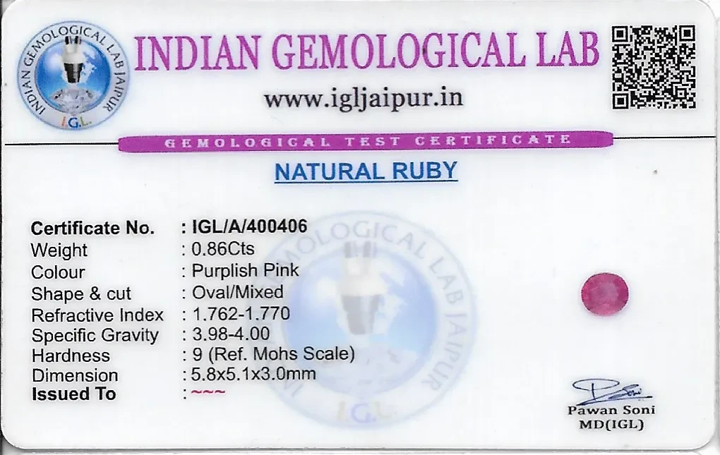 Ruby (Manik) 6x5 MM 0.86 carats