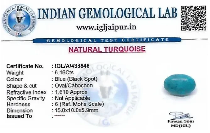 Turquoise 15x10 MM 6.16 carats